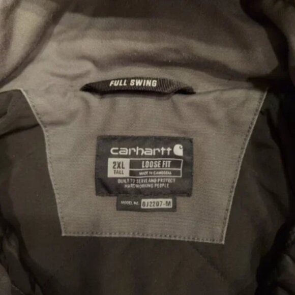 Carhartt men's coat with Hood. Gray. Size 2XL Tall. Loose Fit. Detachable hood - Picture 5 of 11